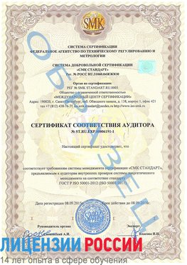 Образец сертификата соответствия аудитора №ST.RU.EXP.00006191-1 Сходня Сертификат ISO 50001